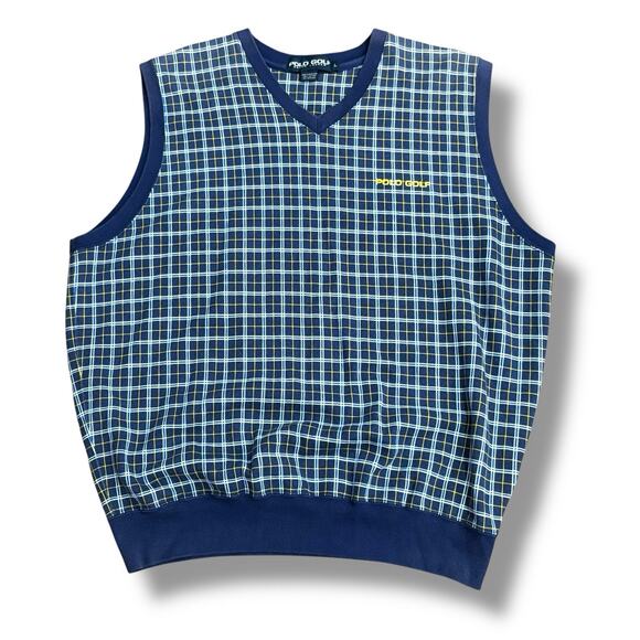 Ralph Lauren Other - Vintage Ralph Lauren Polo Golf Men’s Size M Blue Plaid Sweater Vest Preppy Golf